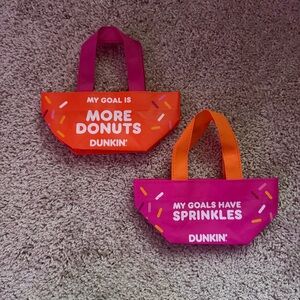 Dunkin Donuts Mini Tote Reusable Bags, Set of 2